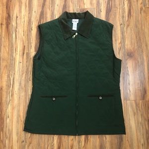 Quilted Forest Green 90s Vest with Corduroy Details